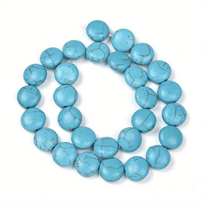 Blue Stone Flat Round Beads