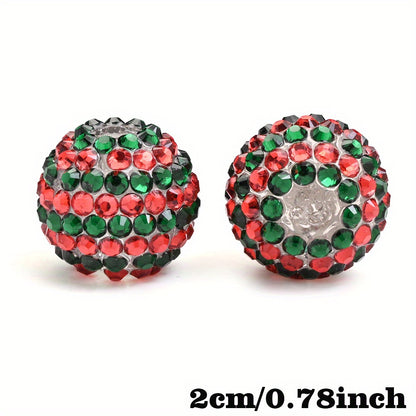 20mm Christmas Rhinestone Resin Ball Beads