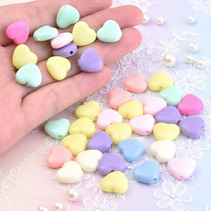 50pcs 12x11mm Heart-Shaped Acrylic Beads