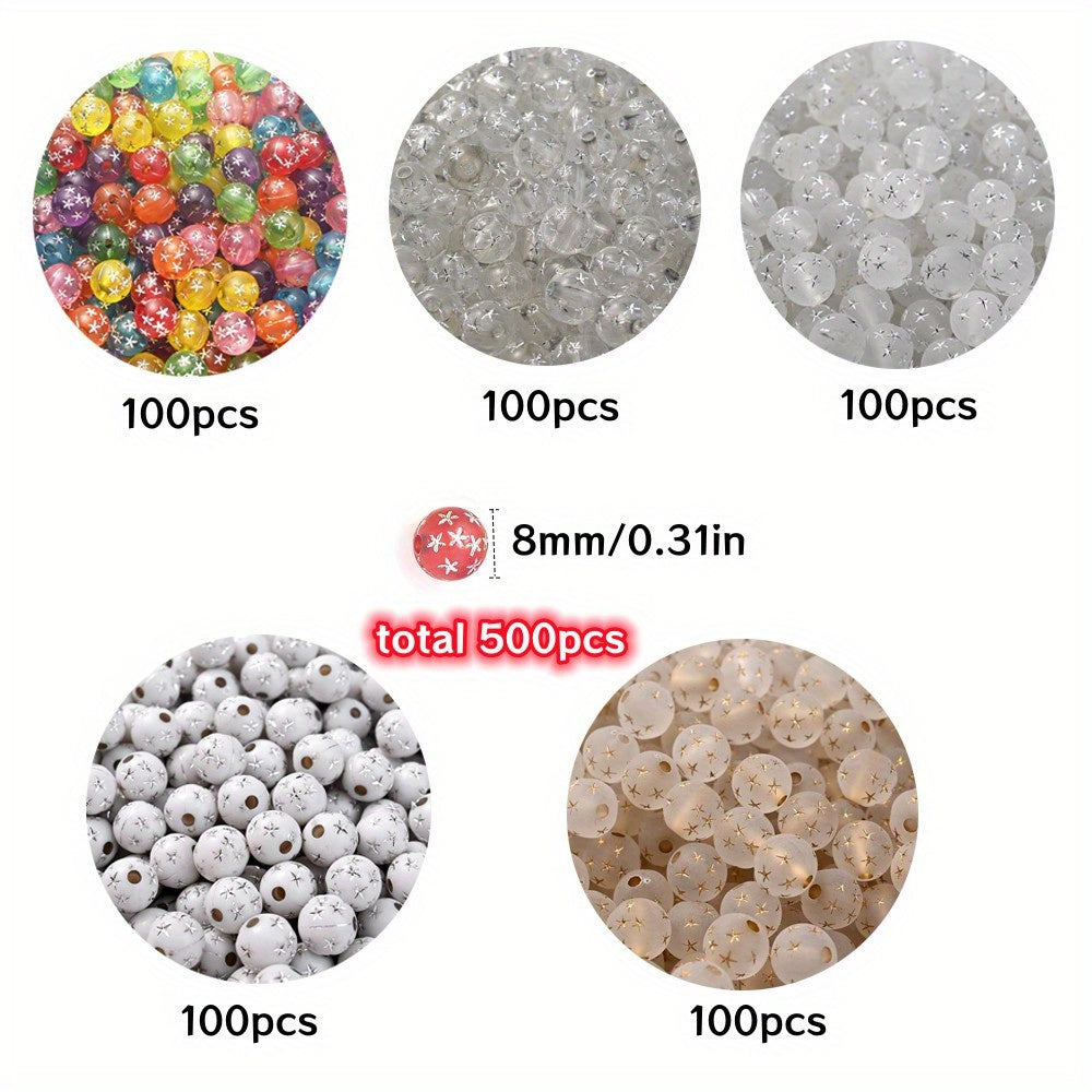 Matte Golden Silvery Star Acrylic Spacer Beads