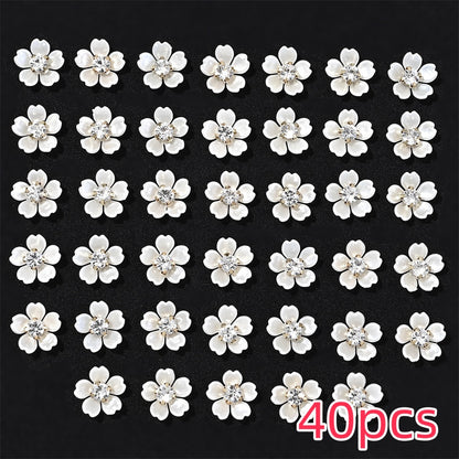 Flower Shape Acrylic Imitation Pearl Flatback Beads