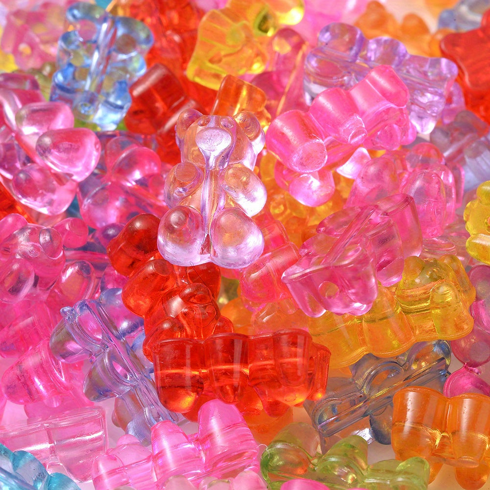 200pcs 11x16mm Transparent Mix Color Bear Acrylic Beads