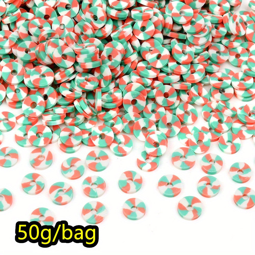 50g/bag 6mm Christmas Polymer Clay Heishi Beads