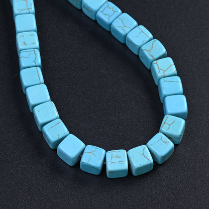 Natural Turquoise Faceted Cube Stone Beads