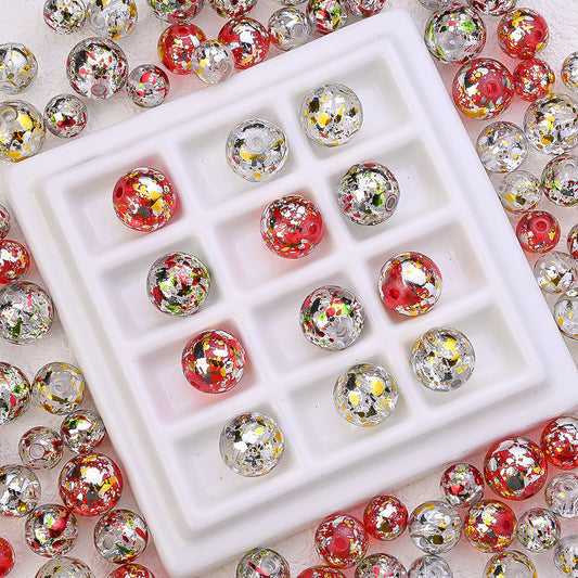 20/30/50pcs 10/12/14mm Electroplated Acrylic Round Beads