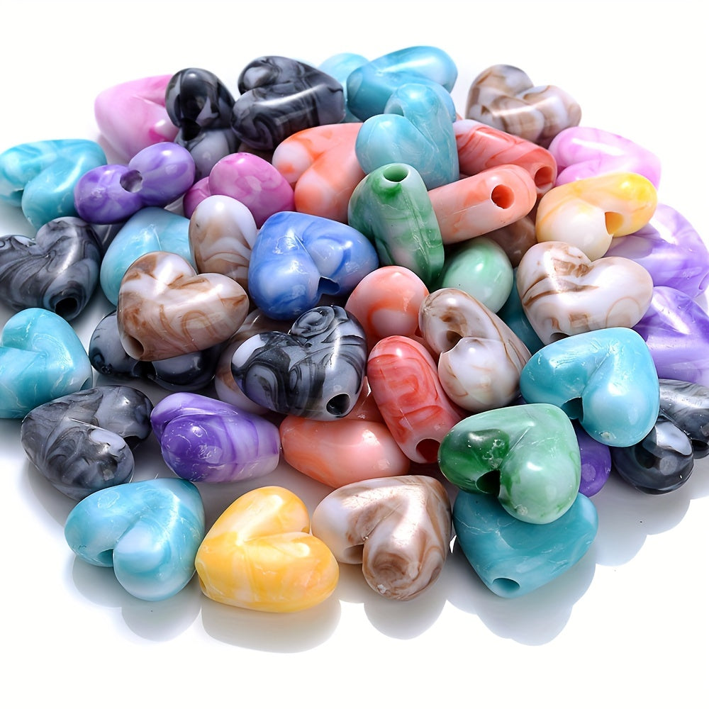 Colorful Heart Round Acrylic Beads