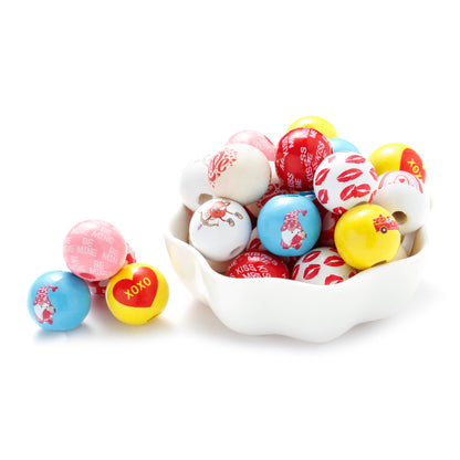 10pcs/set 16mm Heart-Shaped Printed Wooden Beads
