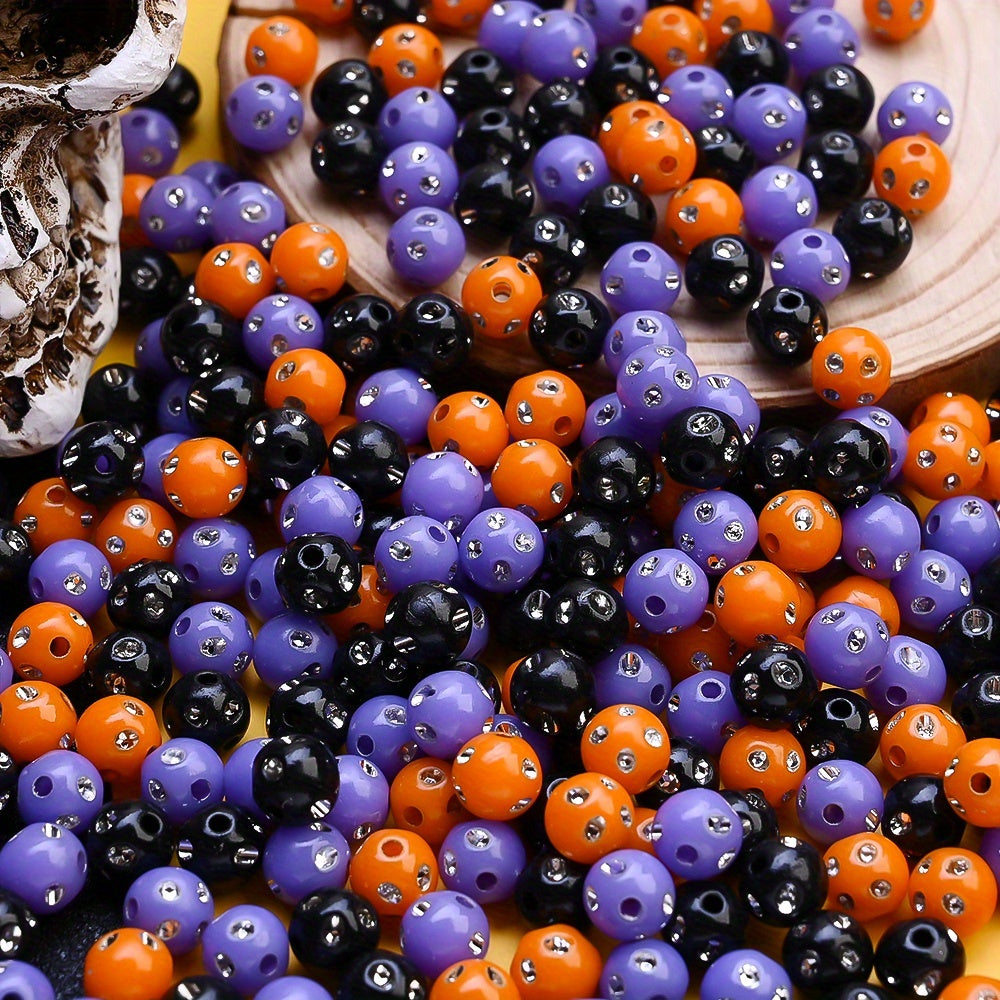 8mm Halloween Rhinestone Acrylic Spacer Beads