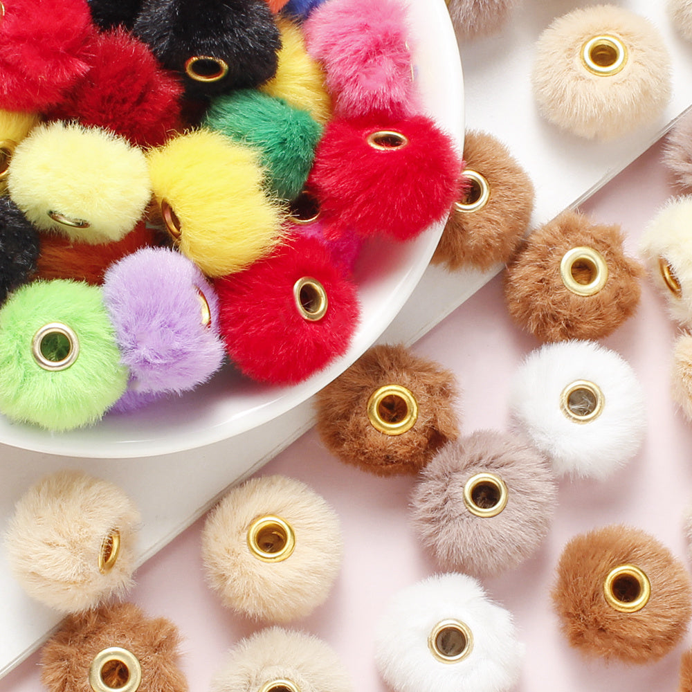 20mm Faux Rabbit Fur Plush Beads