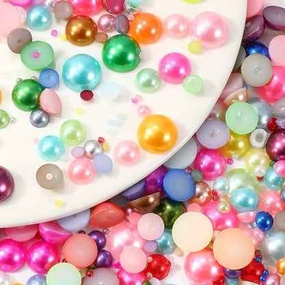 1000pcs Semi Circular Resin Pearl Beads
