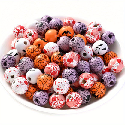 Halloween Wooden Pattern Beads