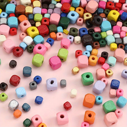 200pcs 6/8/10mm Square Wooden Beads