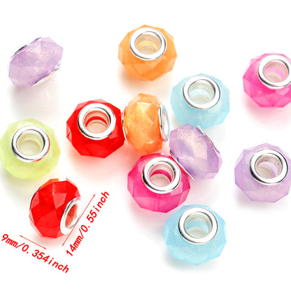 European Large Hole Faceted Acrylic Beads