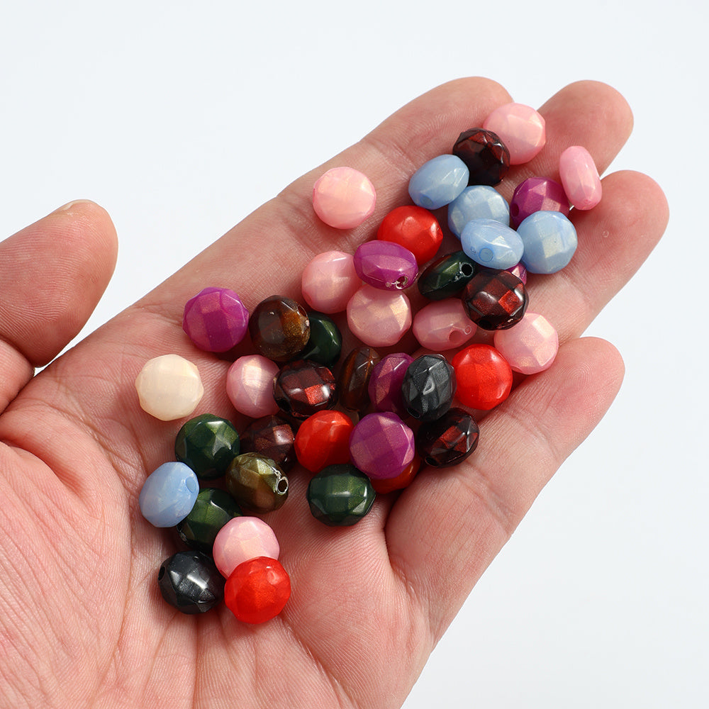 100pcs Flat Faceted Acrylic Spacer Beads