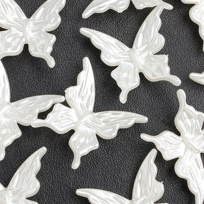 30pcs Pearlescent White Butterfly Beads