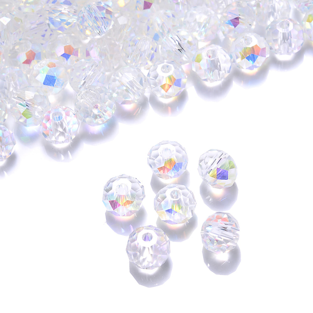 68/88/130pcs 4/6/8mm AB White Artificial Crystal Flat Beads