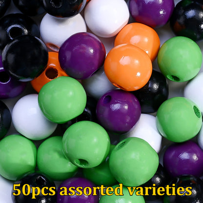 16mm Halloween Wooden Round Spacer Beads