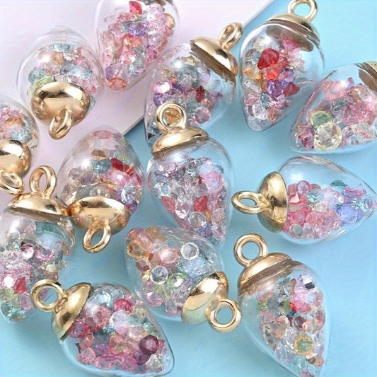 10pcs Transparent Water Drop Rhinestone Glass Ball Pendants