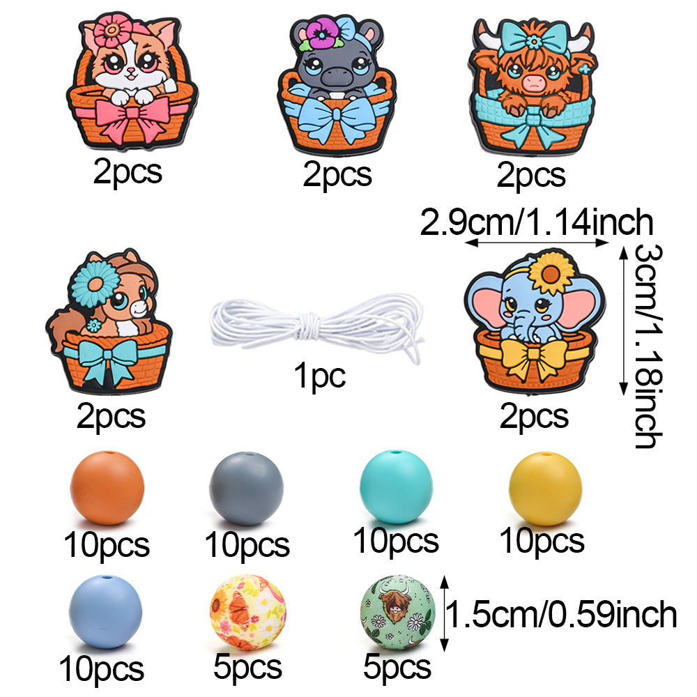 Mix Style Silicone Beads Set with Beading Pens