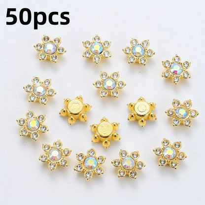 Six Petal Flower Rhinestone Acrylic Beads
