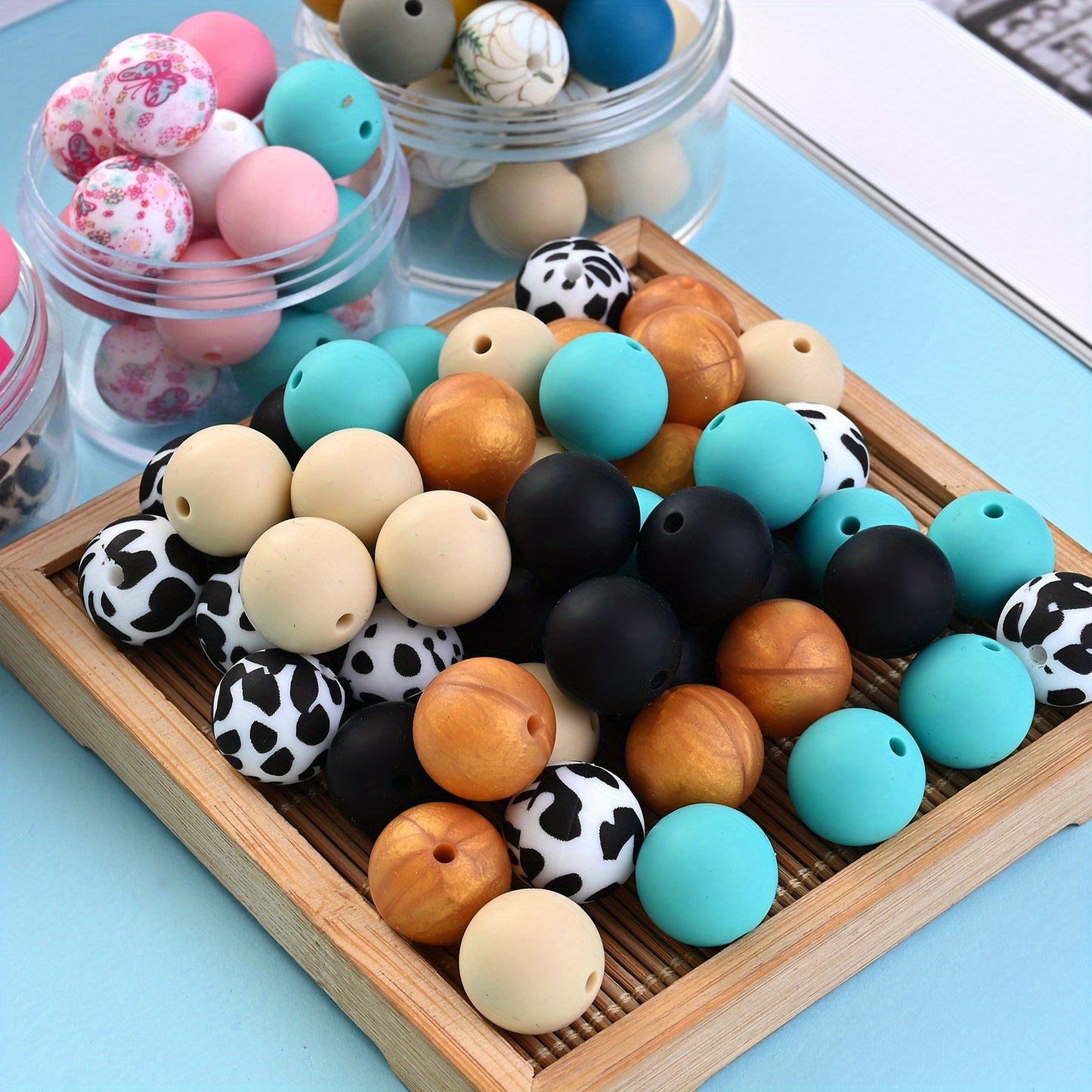 15mm Leopard Butterfly Sunflower Silicone Print Focal Beads