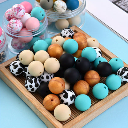 15mm Leopard Butterfly Sunflower Silicone Print Focal Beads