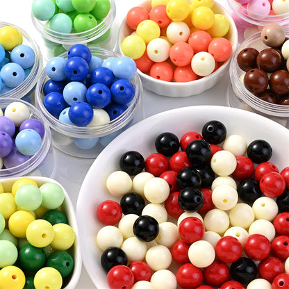 50pcs 16mm Dark Mixed Color Acrylic Round Beads
