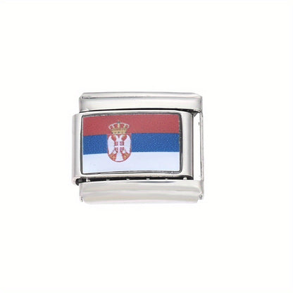 1pc 9x10mm Stainless Steel World Flag Module Charm Bead
