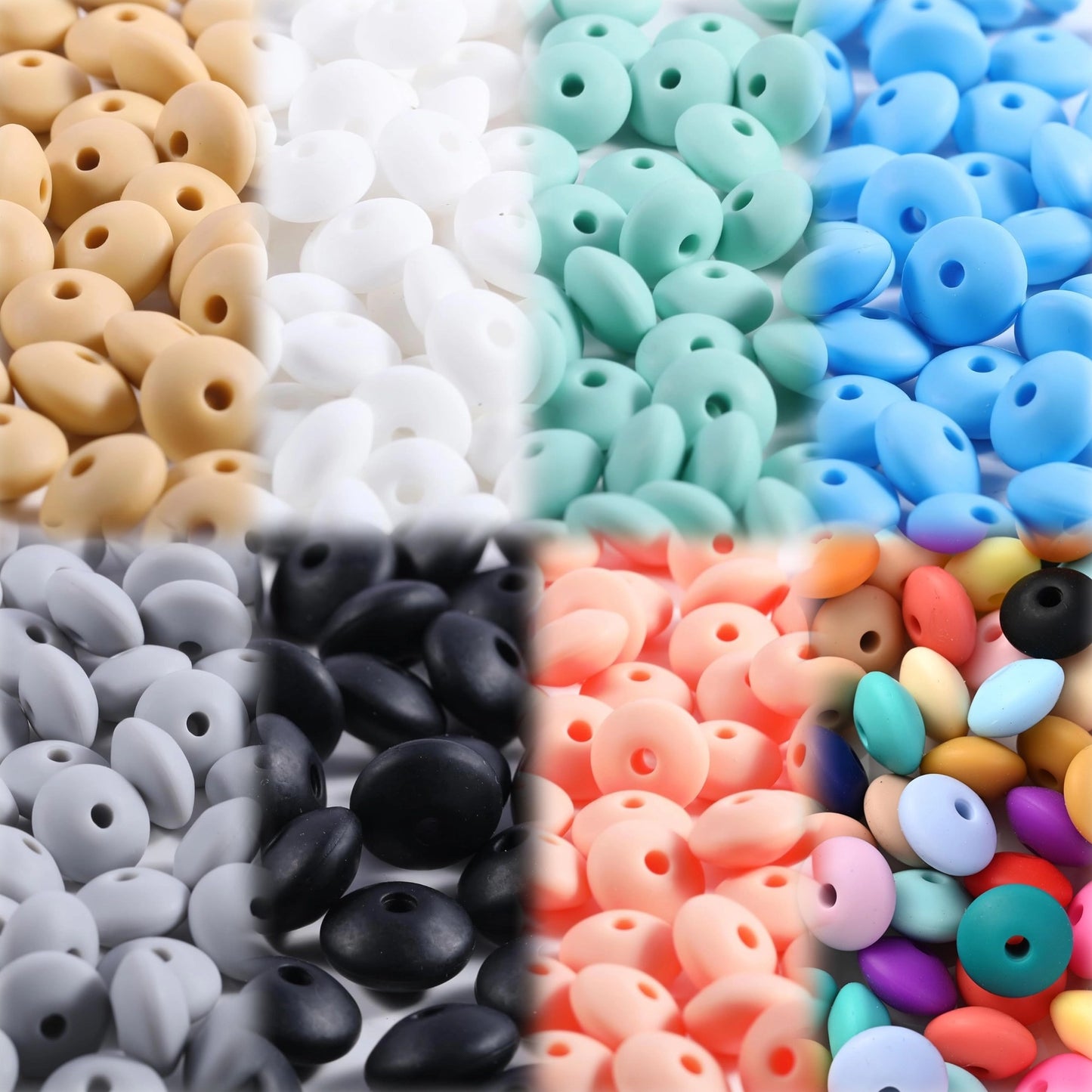 Assorted Silicone Lentil Abacus Focal Beads