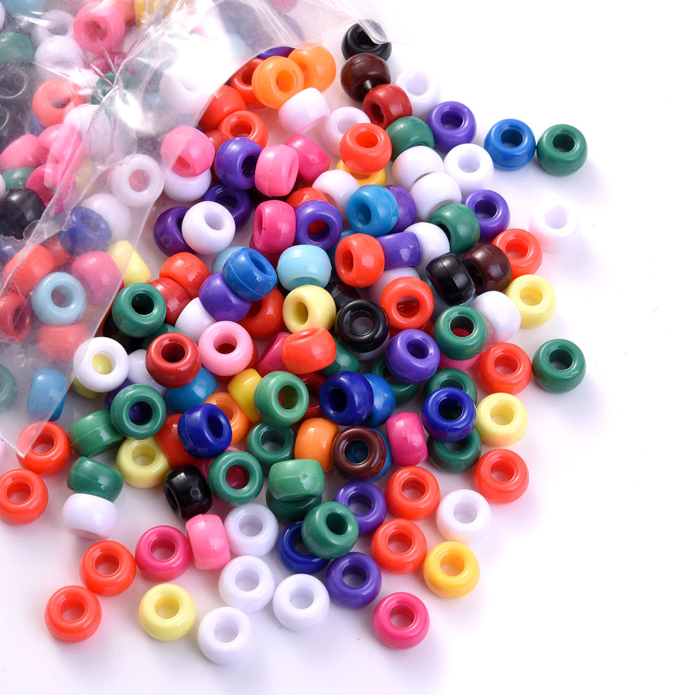 100pcs 6x9mm Braided Large Hole Acrylic Pony Beads