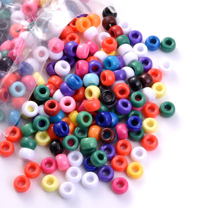 100pcs 6x9mm Braided Large Hole Acrylic Pony Beads