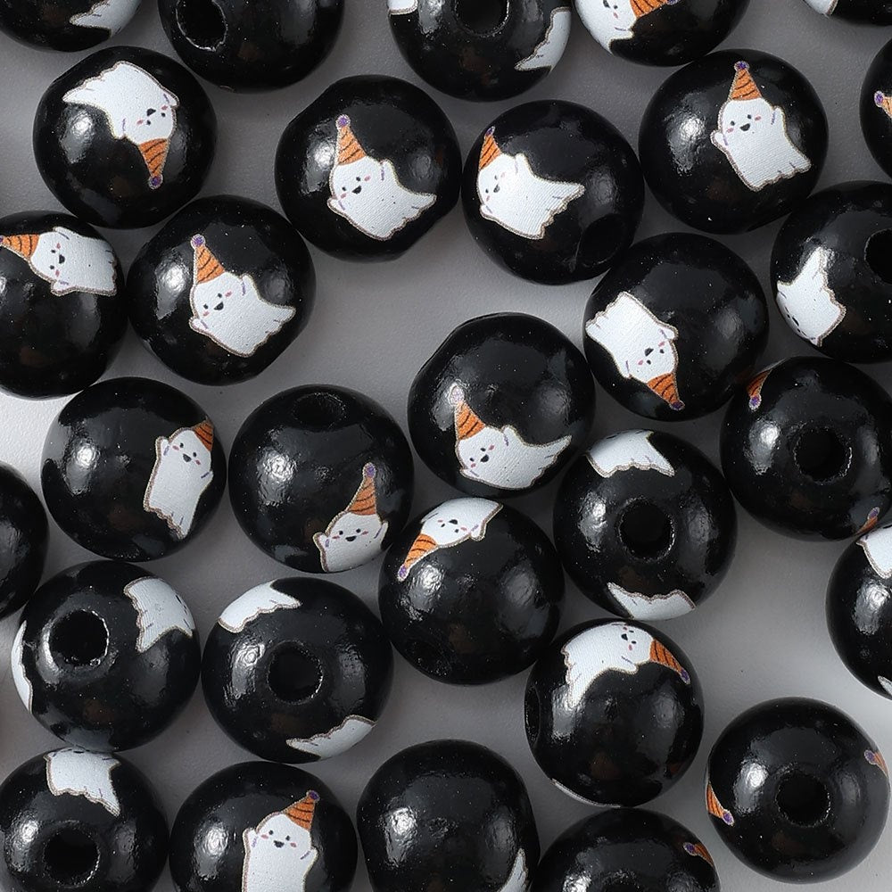 Halloween Wooden Round Beads