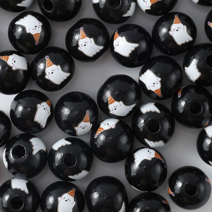 Halloween Wooden Round Beads