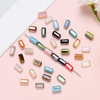 20pcs 4x8mm Colorful Rectangular Glass Rhinestone Beads
