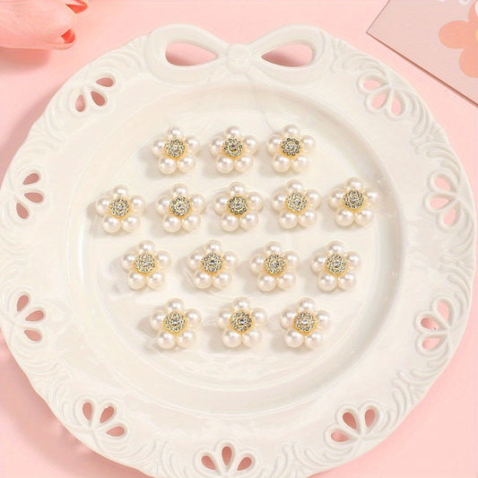 20pcs Acrylic Five Flower Rhinestone Decorative Beads