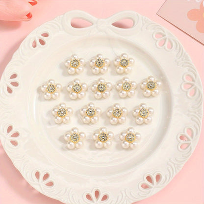 20pcs Acrylic Five Flower Rhinestone Decorative Beads
