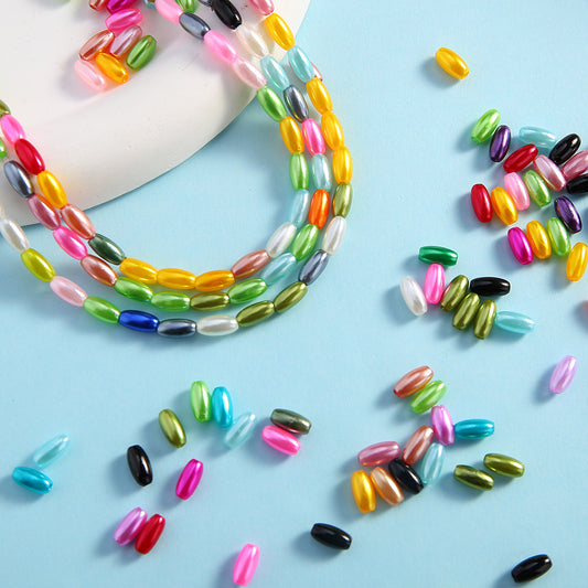 200pcs 4x8mm Rice Acrylic Imitation Pearl Beads