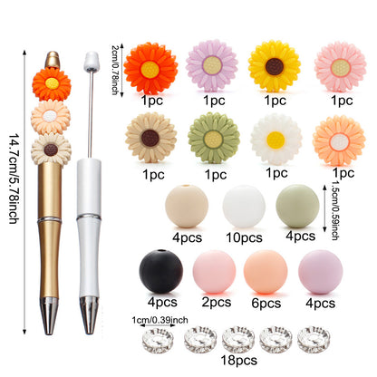 Mix Style Silicone Beads Set with Beading Pens