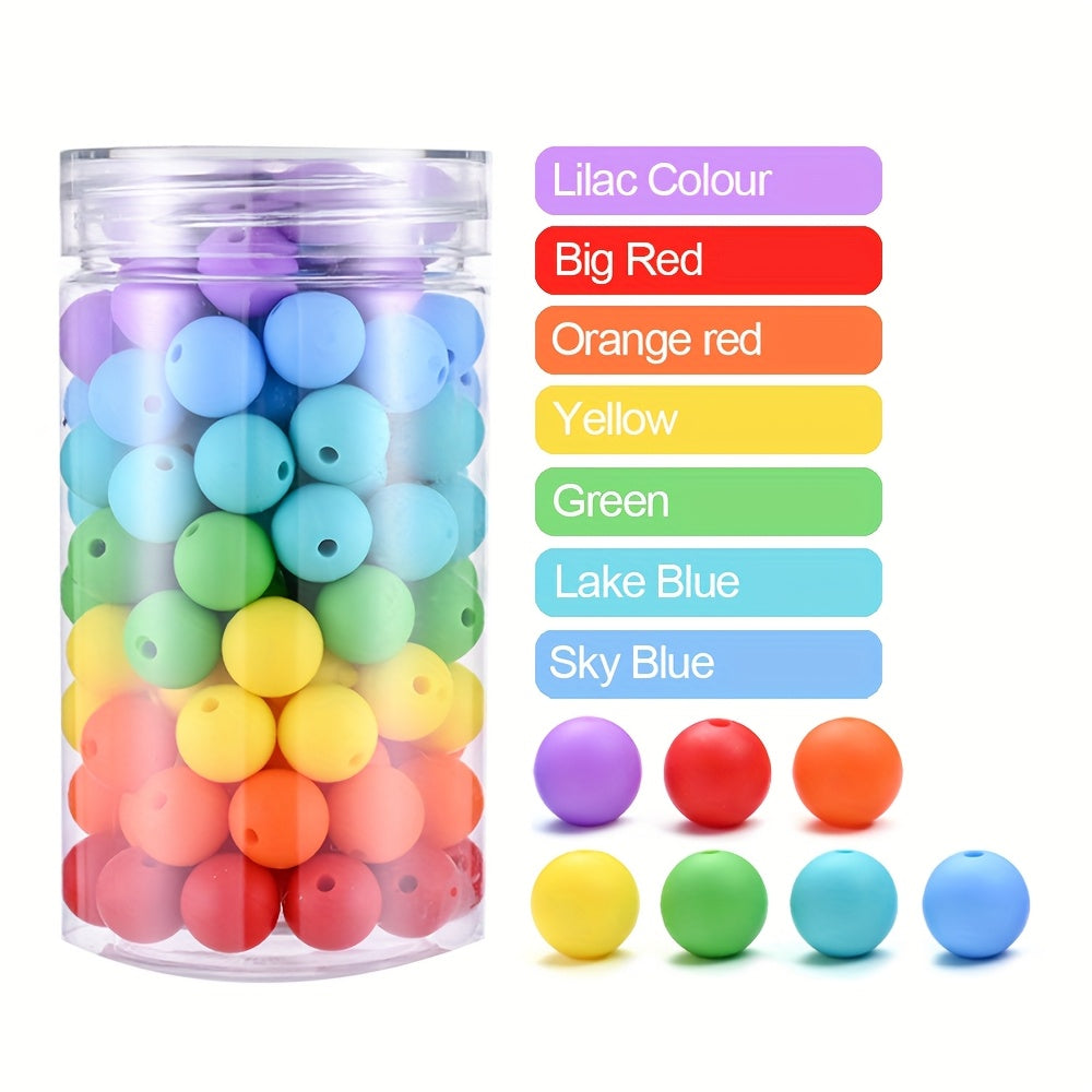 50pcs 12mm Rainbow Silicone Round Beads Set