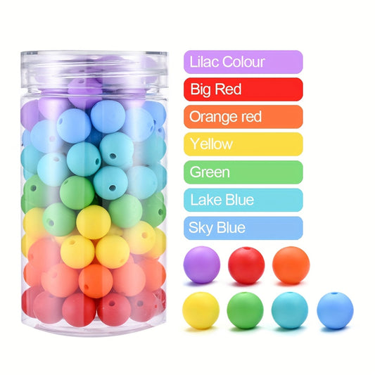 50pcs 12mm Rainbow Silicone Round Beads Set