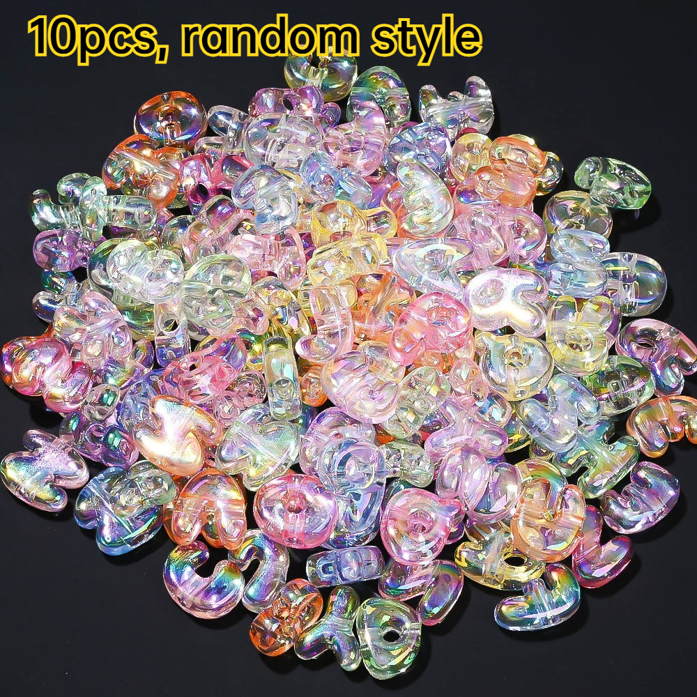 Summer UV Iridescent Clear Acrylic Alphabet Beads, 10pcs/Set