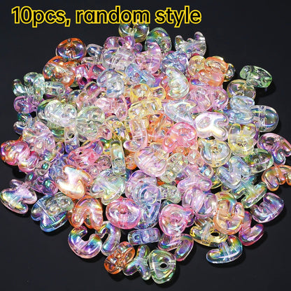 Summer UV Iridescent Clear Acrylic Alphabet Beads, 10pcs/Set