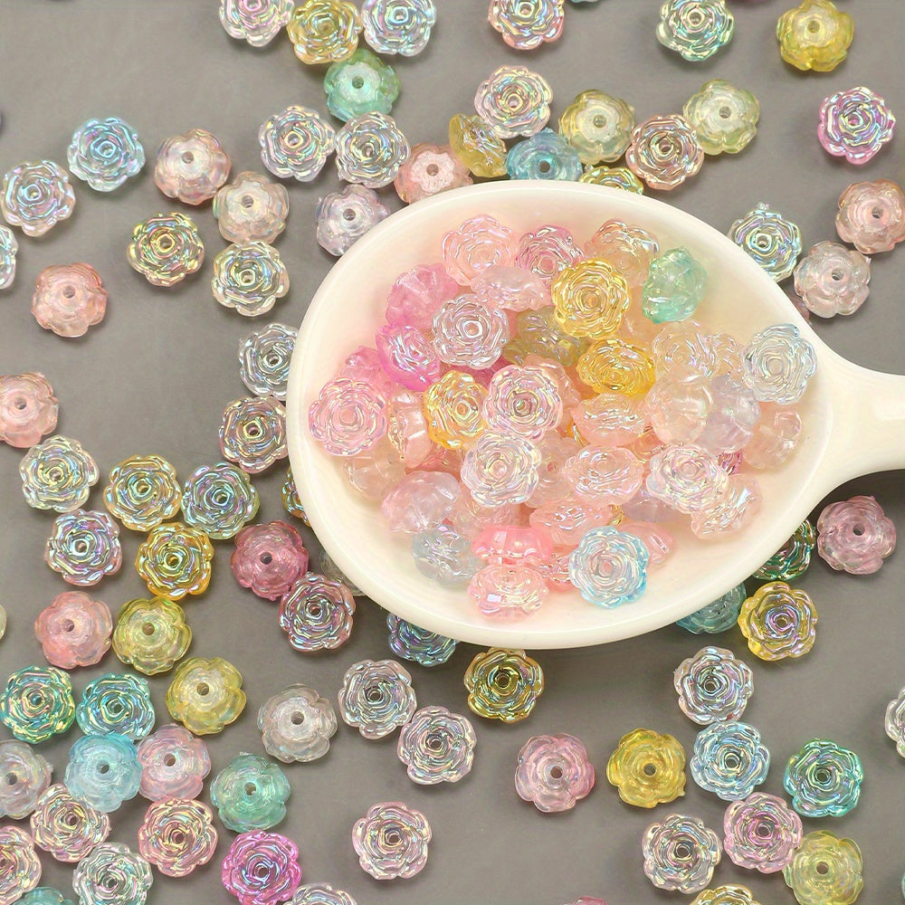 8mm UV Glow Acrylic Rose Flower Beads