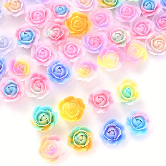 100pcs Luminous Resin Rose Cabochon Beads