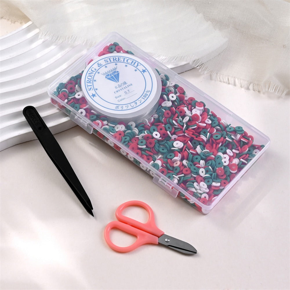6mm Christmas Polymer Clay Heishi Disc Bead Kit, 1750pcs