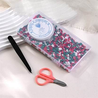 6mm Christmas Polymer Clay Heishi Disc Bead Kit, 1750pcs