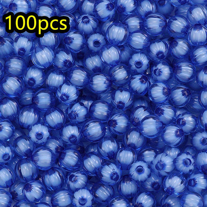 100/200pcs 8/10mm Transparent Inner Color Pumpkin Acrylic Beads