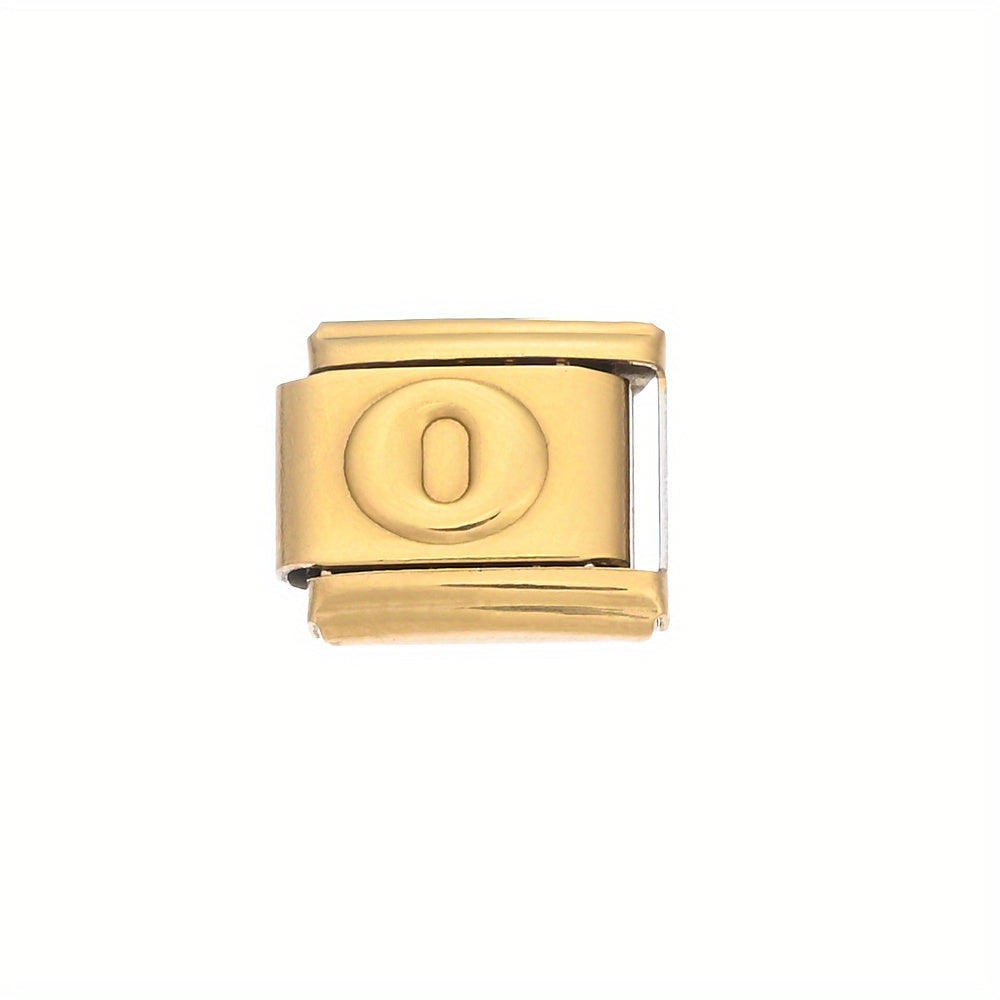 1pc 9x10mm Golden Stainless Steel Letter Bead