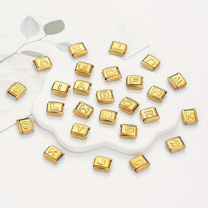 1pc 9x10mm Golden Stainless Steel Letter Bead