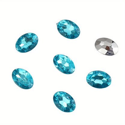10x14mm Sparkling Oval Acrylic Rhinestone Beads